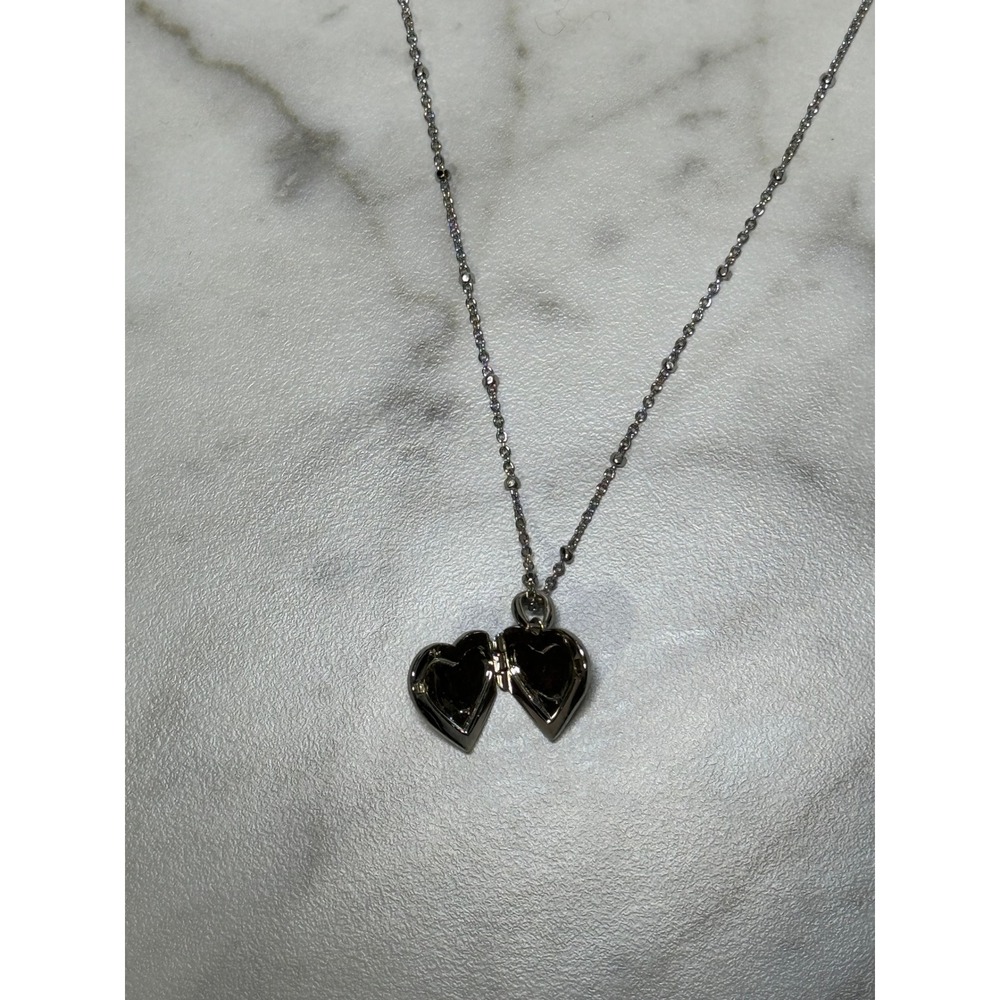 Kendra Scott OS Silver Heart Locket Necklace Rhodium Sunburst Y2K Romantic - Picture 5 of 5